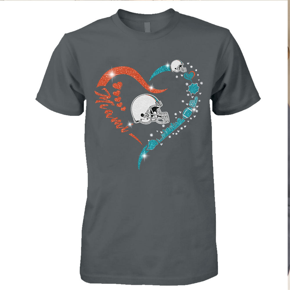 Miami Football In My Heart T Shirts, Hoodie, Sweatshirt, Long Sleeve, For Men & Women, Miami Lover
