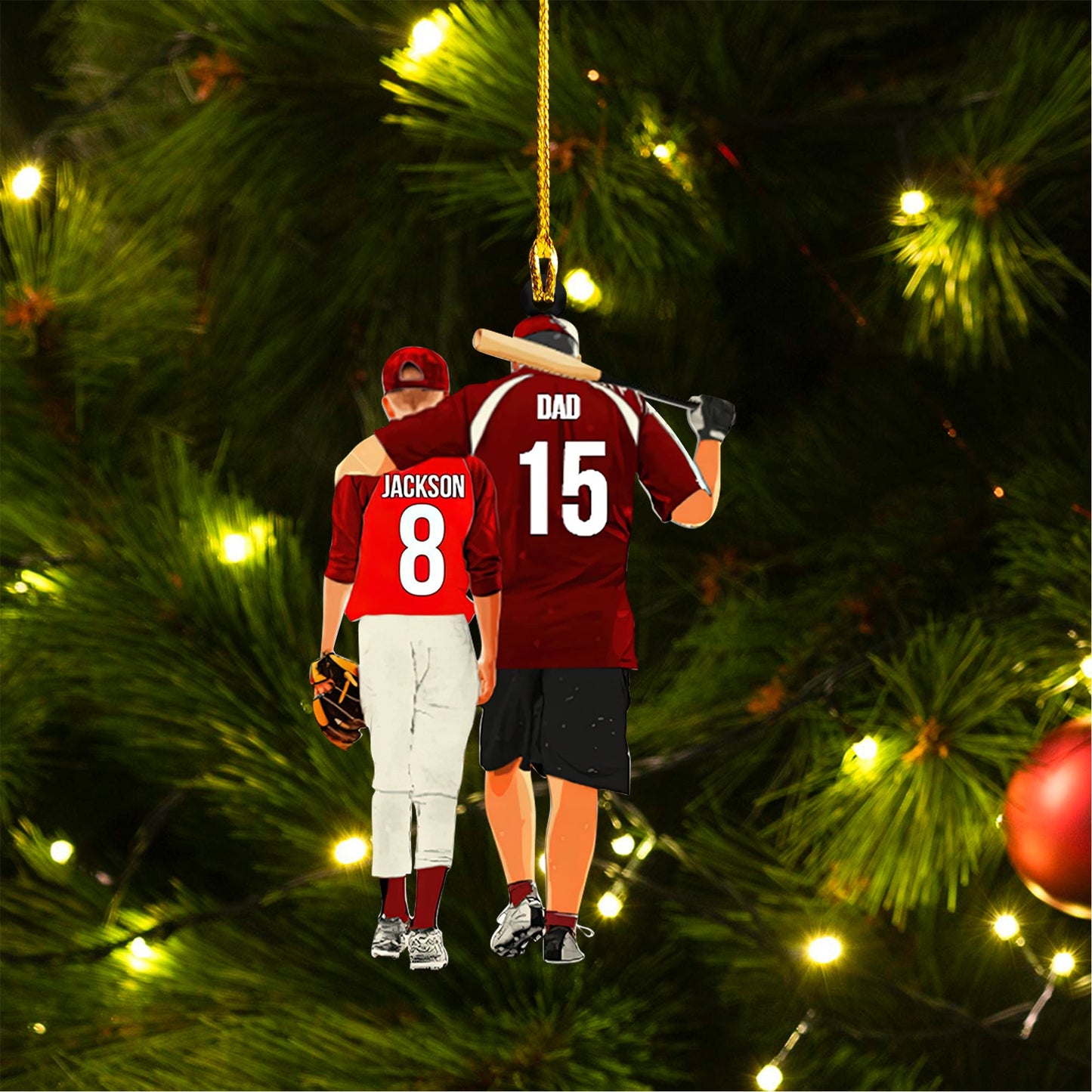 Personalized Dad And Son, Coach And Boys Baseball Players Acrylic Ornament, Christmas Ornament Gift For Son And Dad, Family