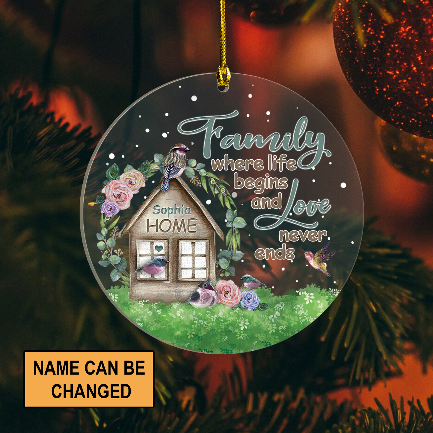 Family Personalized Circle Acrylic Ornament - Custom Christmas Gift For Family Members, Couple - Family Where Life Begins And Love Never Ends