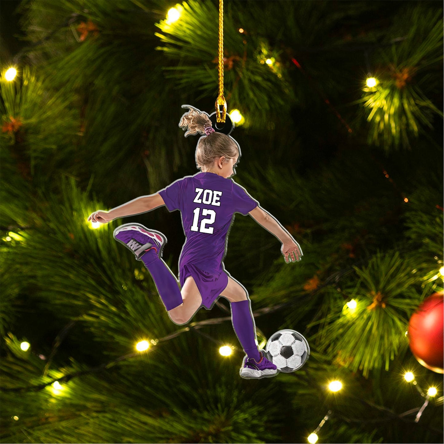 Personalized Little Girl Kid Soccer Players Acrylic Keychain - Gift For Soccer Lovers Custom Shape Acrylic Keychain