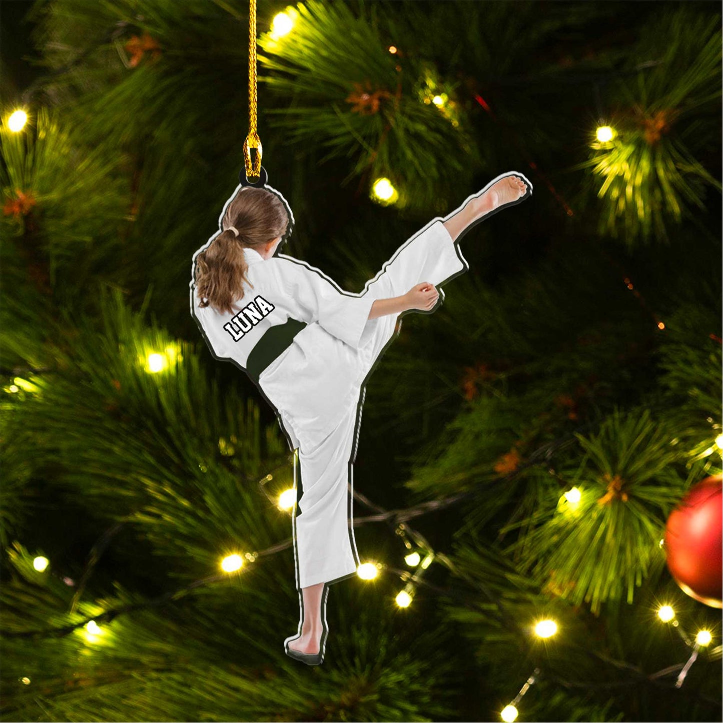 Personalized Girl Karate, Taekwondo Girl, Martial Car Ornament For Daughter - Gift For Karate Team, Karate Lovers