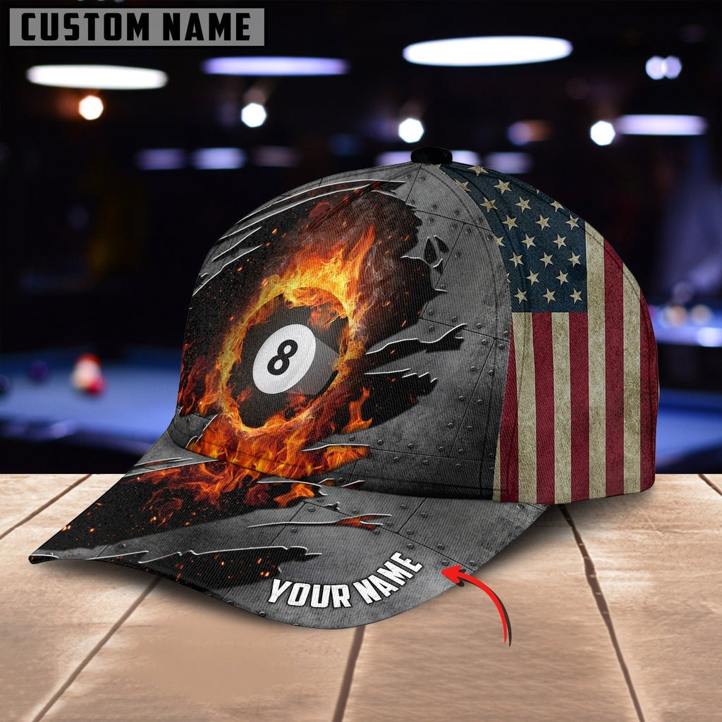 Billiard 8 Ball Personalized Name 3D Classic Cap Hat Gifts For Billiards Lovers