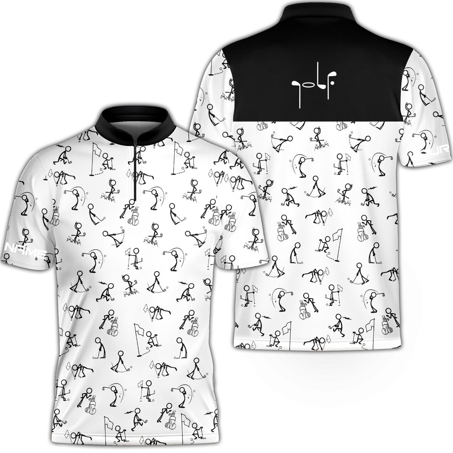 Golf Jersey Shirt - Funny Golf Pattern Custom Name White Apparel - Personalized Gift For Golf Lover, Team