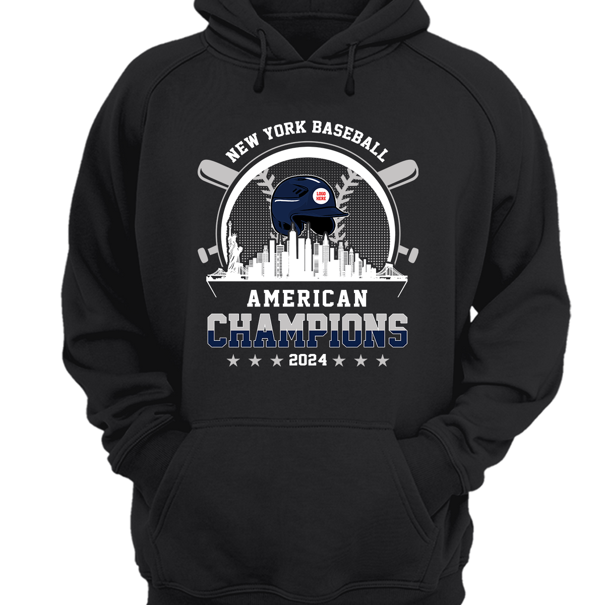 New York Baseball Skyline 2024 American Champions Hoodie, NY Baseball American Champs Hoodie, New York Baseball Champs Gifts