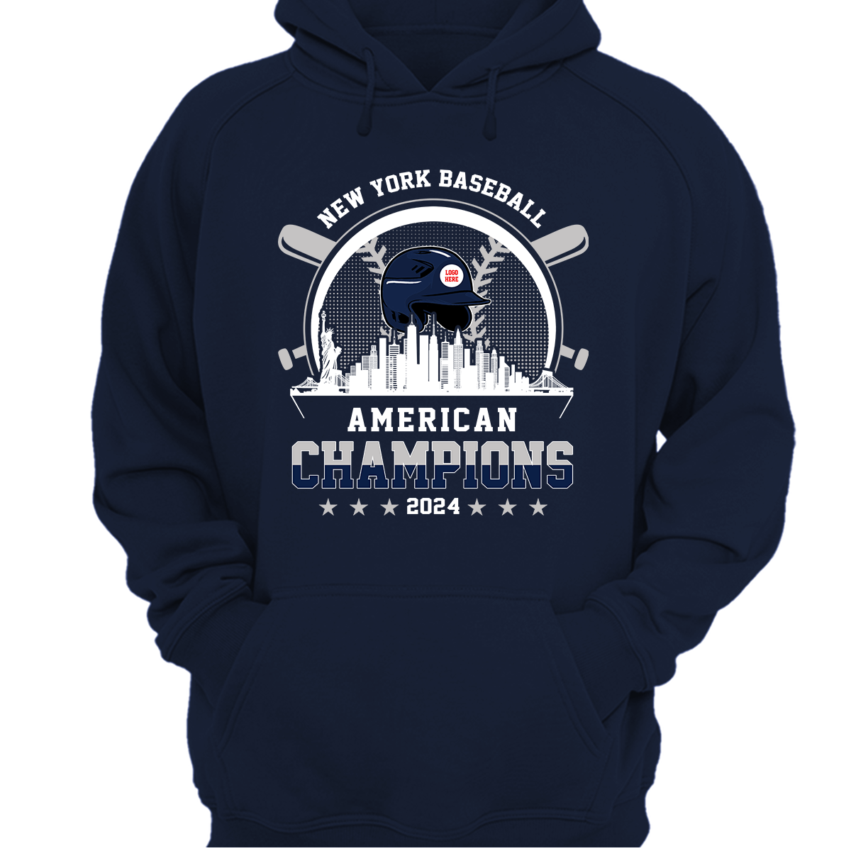 New York Baseball Skyline 2024 American Champions Hoodie, NY Baseball American Champs Hoodie, New York Baseball Champs Gifts