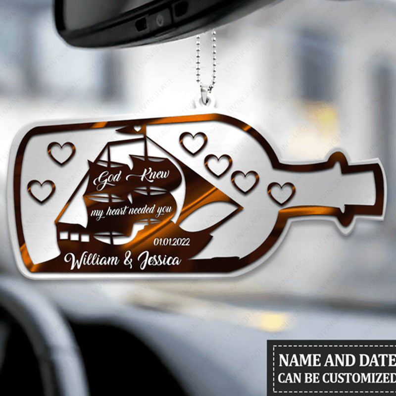 Bottle Of Love God Knew Couple Personalized Acrylic Ornament, Perfect Christmas Gift For Couple