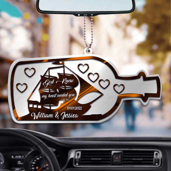 Bottle Of Love God Knew Couple Personalized Acrylic Ornament, Perfect Christmas Gift For Couple