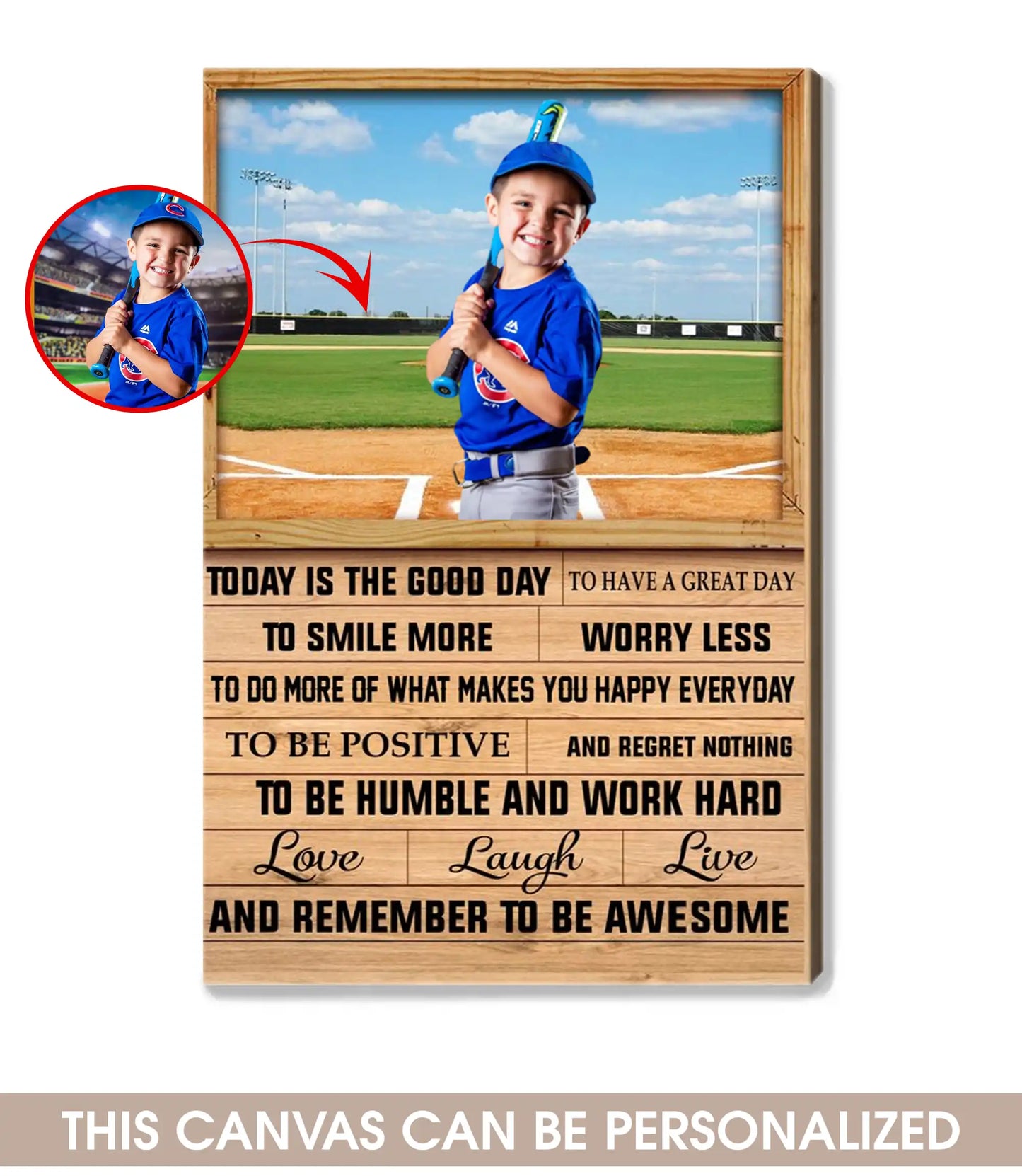 Perfect Gifts To Son Daughter, Grandson Granddaughter Play Baseball Custom Photo Wall Art Canvas Print From Mom, Dad, Grandma, Grandpa, To Be Awesome