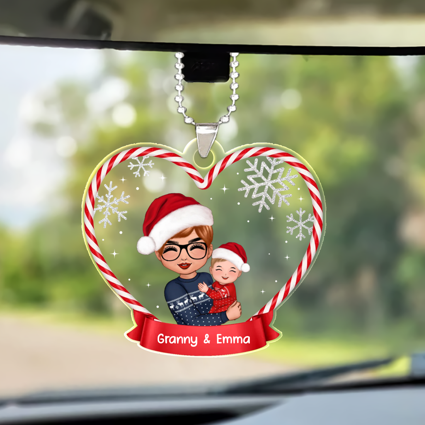 Personalized Acrylic Ornament Grandma Mom Hugging Kid, Perfect Christmas Gift For Granddaughter, Grandson, Family
