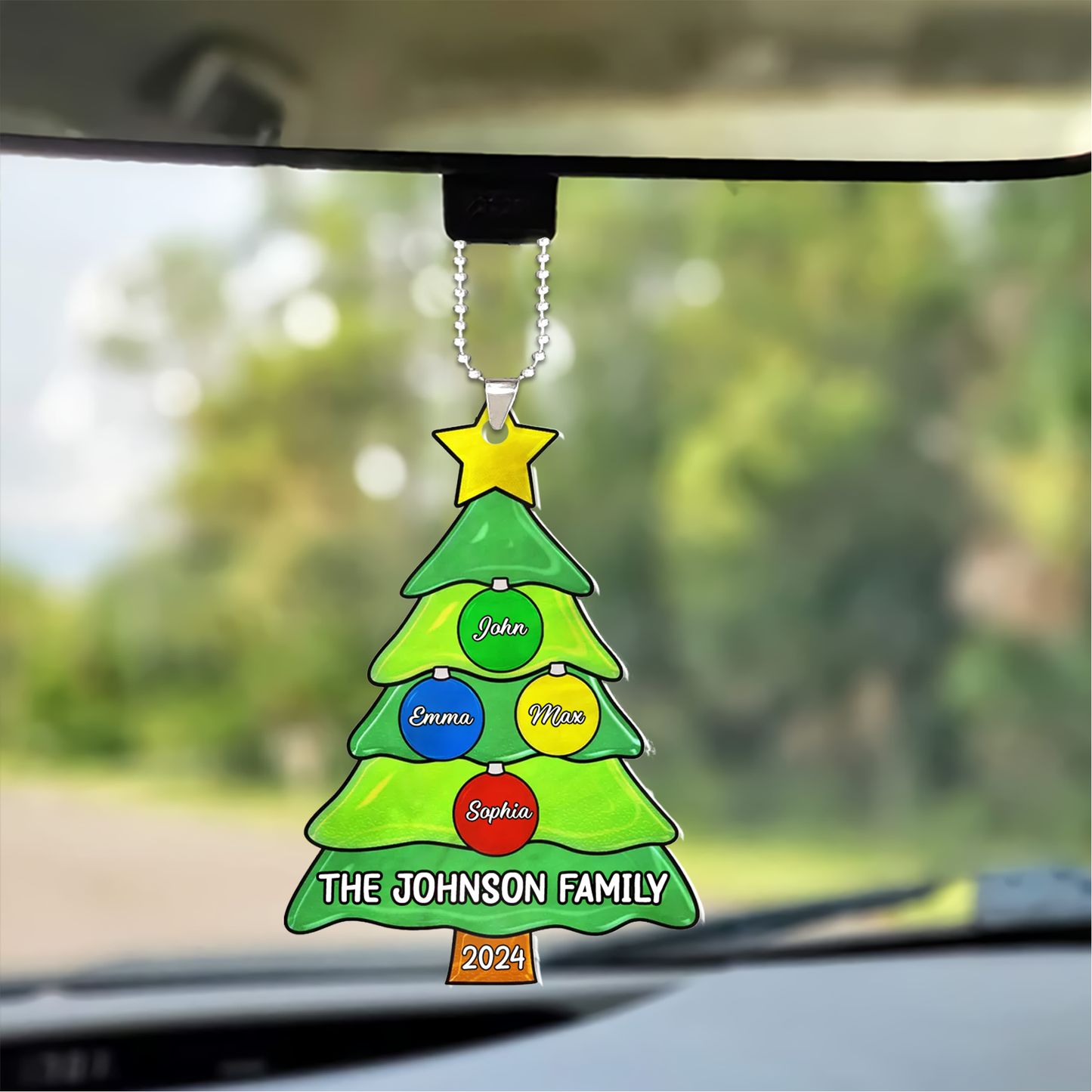 Personalized Acrylic Ornament Members Family Christmas Tree with Jingle Bells, Perfect Christmas Decorations For Family