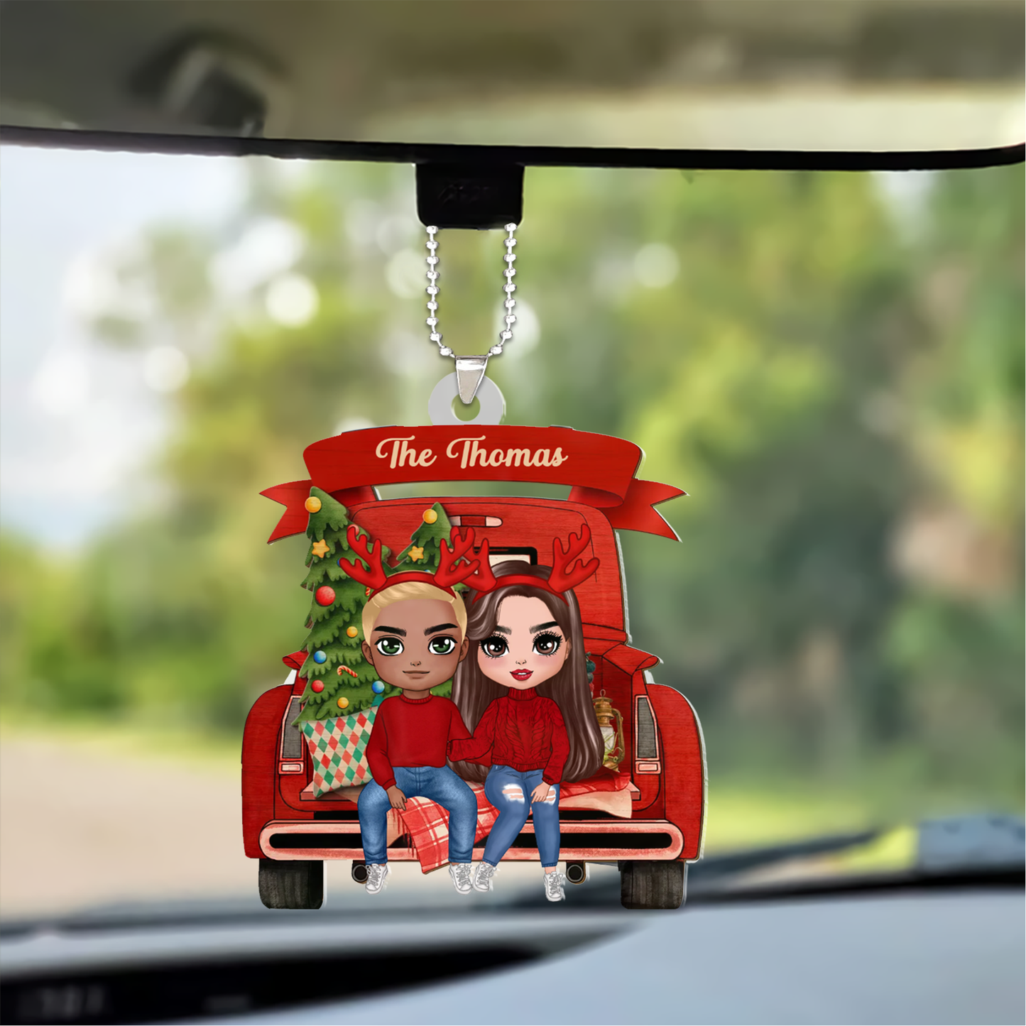 Personalized Acrylic Ornament Whole Family Sitting On Christmas Truck, Perfect Christmas Decor Gift For Family