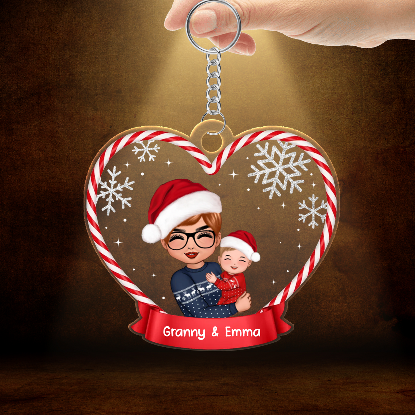 Personalized Acrylic Ornament Grandma Mom Hugging Kid, Perfect Christmas Gift For Granddaughter, Grandson, Family
