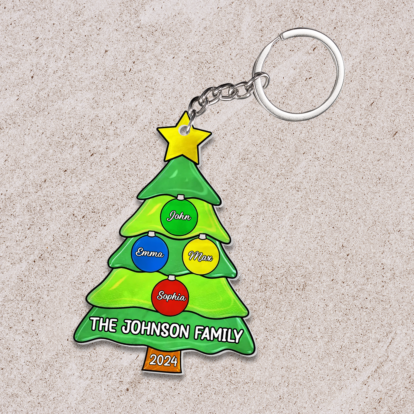 Personalized Acrylic Ornament Members Family Christmas Tree with Jingle Bells, Perfect Christmas Decorations For Family