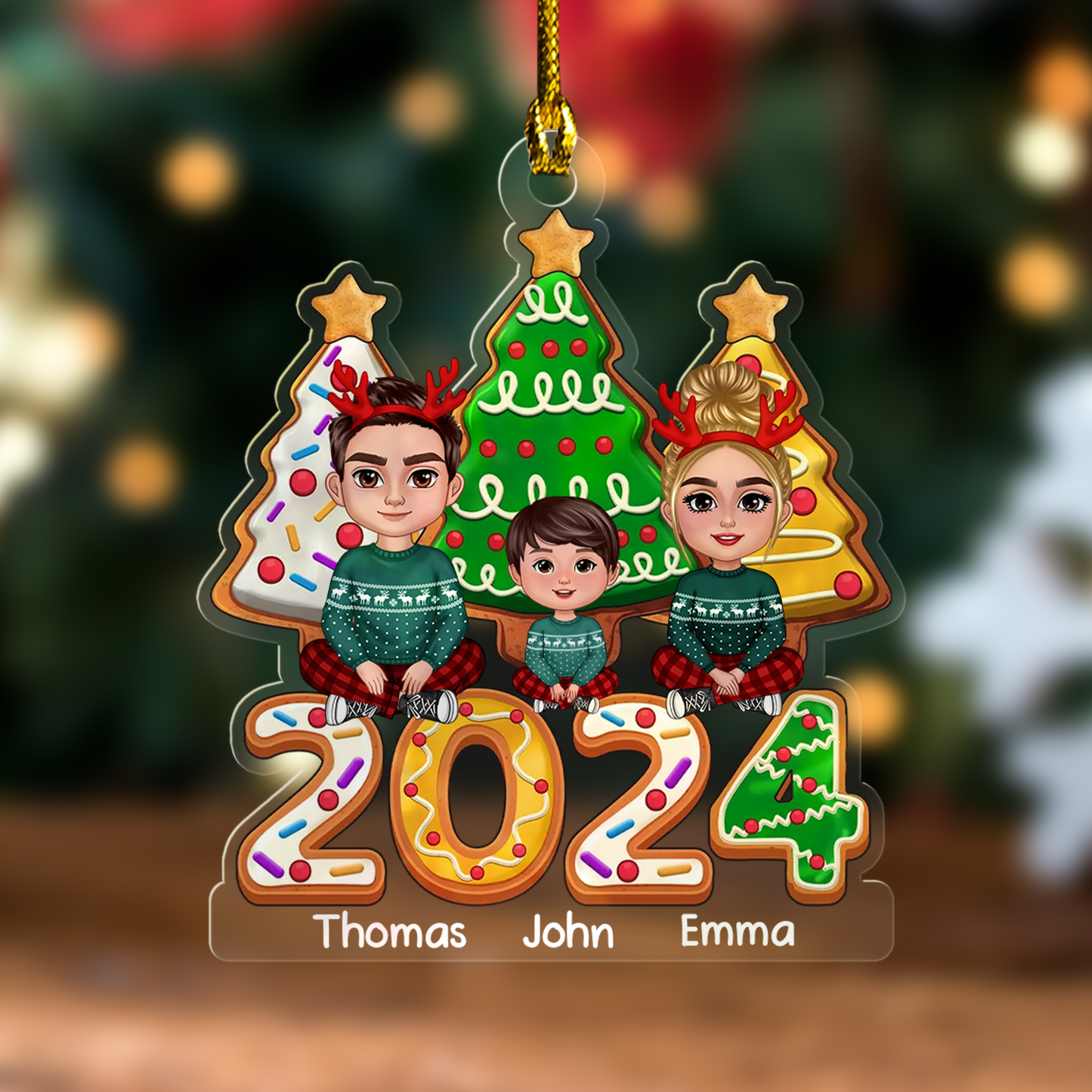 Personalized Acrylic Ornament Christmas Tree Cookies Family Crossed Legs, Perfect Christmas Decor Gift For Family