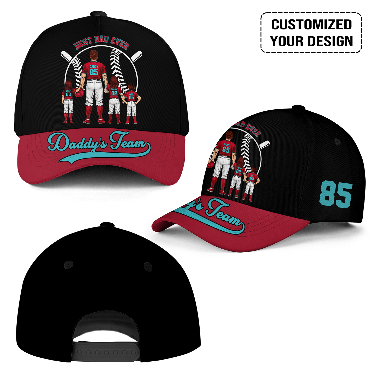 Personalized Arizona Baseball Theme Family Dad Cap - Best Dad Ever, Perfect Hat For Dad, Father, Grandpa, Family