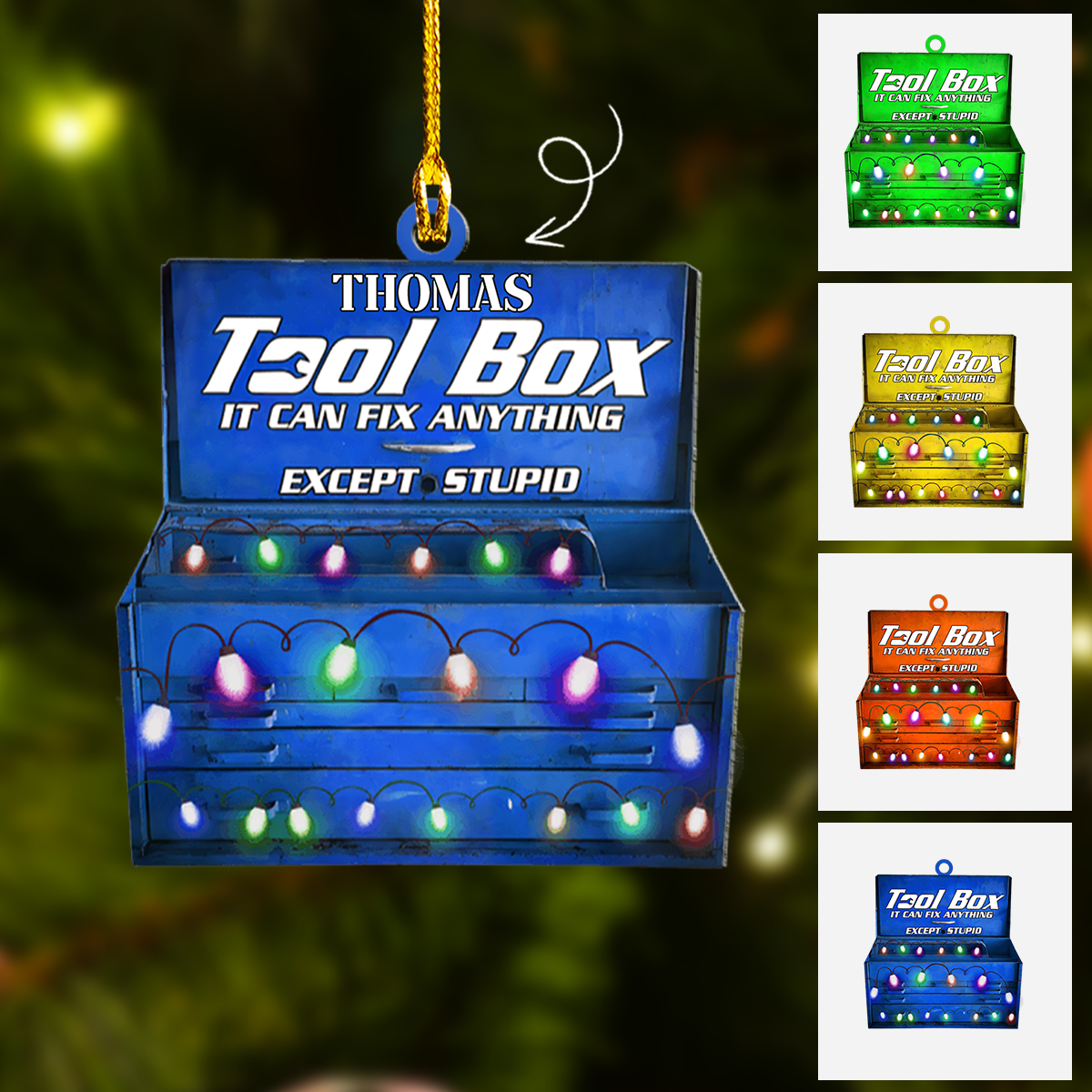 Personalized Auto Mechanic's Tool Box Flat Acrylic Ornament, Meaningful Christmas Ornament Gift For Friends, Family