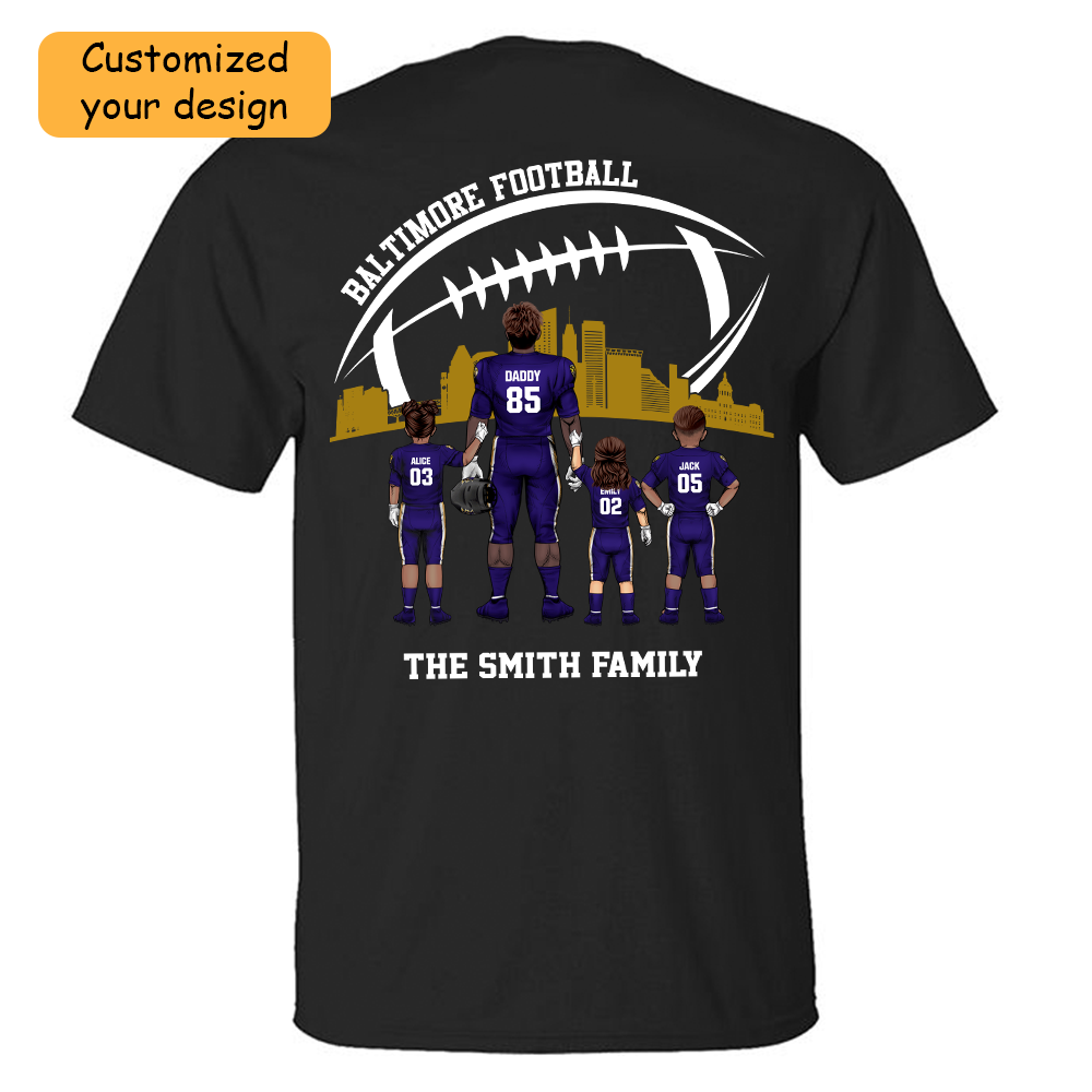 Personalized Baltimore Football Family Dad Shirt, Perfect Gift For Dad, Father, Grandpa, Family, Football Lovers