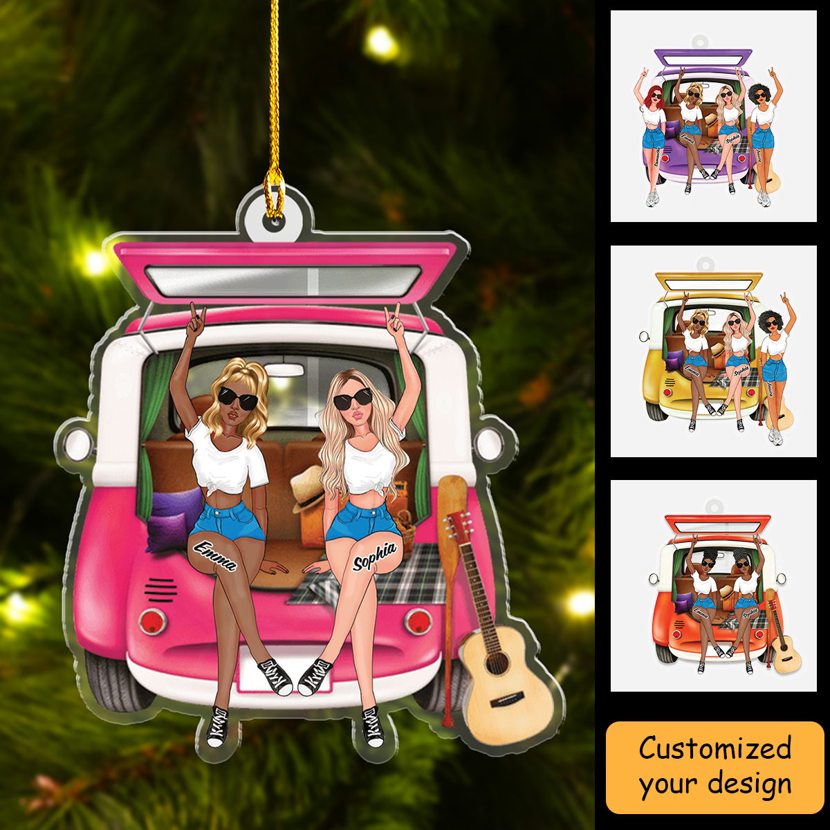 Personalized Best Friends Acrylic Ornament - Travel Car Friends Ornament, Friends Ornament, Sisters Anniversary Gift