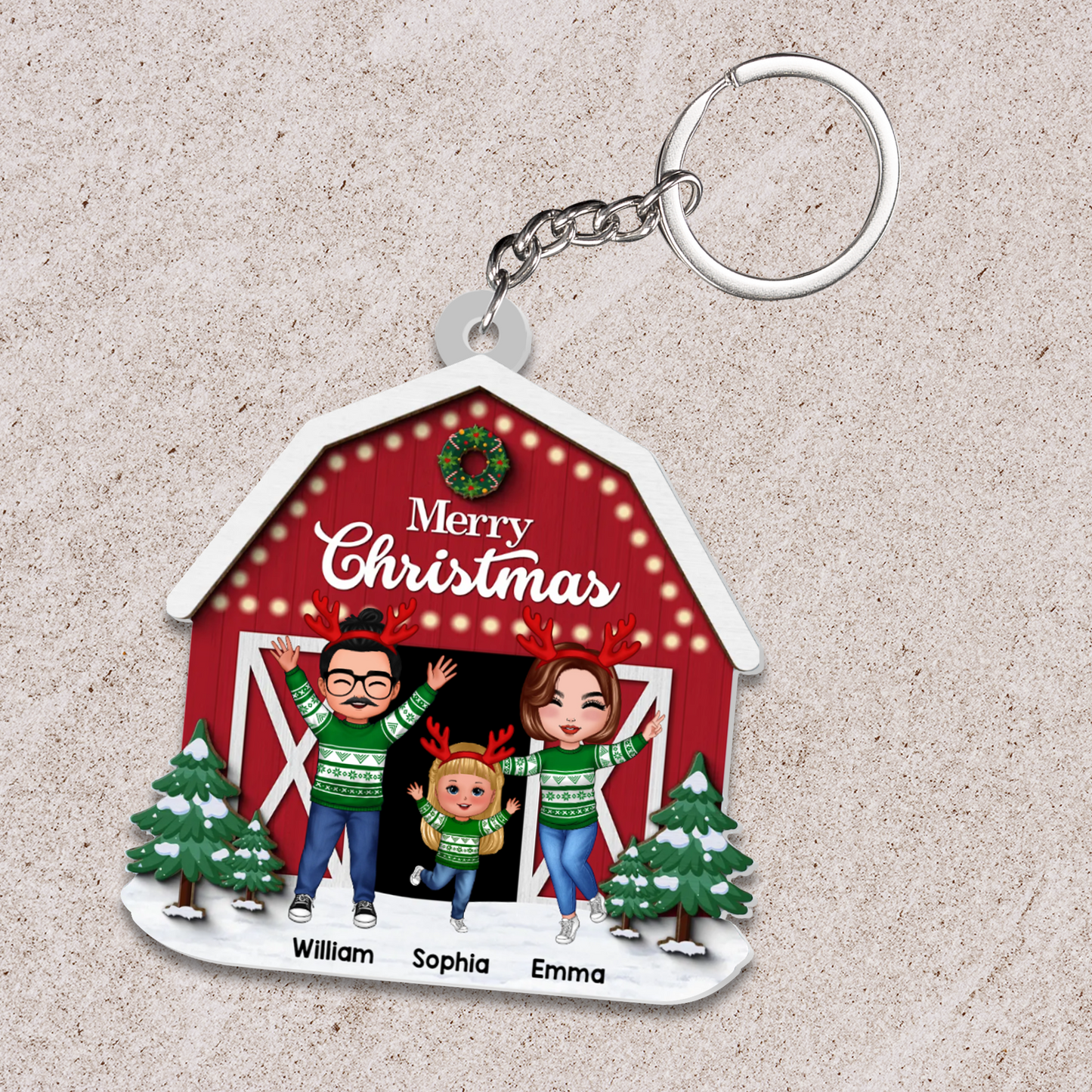 Personalized Christmas Farm House Family Tabletop Fireplace Decor Acrylic Ornament, Best Christmas Decor, Gift For Family