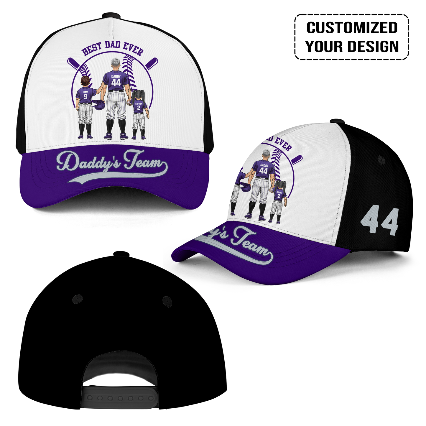 Personalized Colorado Baseball Theme Family Dad Cap, Best Dad Ever, Daddy's Team Hat For Dad, Father, Grandpa, Family