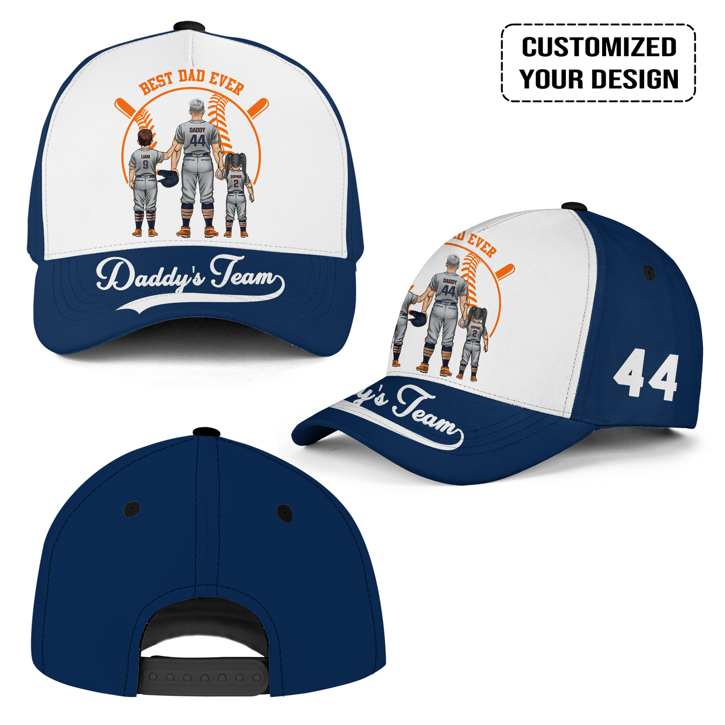 Personalized Detroit Baseball Theme Family Dad Cap, Best Dad Ever, Daddy's Team Hat For Dad, Father, Grandpa, Family