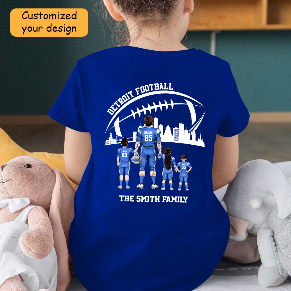 Personalized Detroit Football Family Dad Shirt, Perfect Gift For Dad, Father, Grandpa, Family, Football Lovers