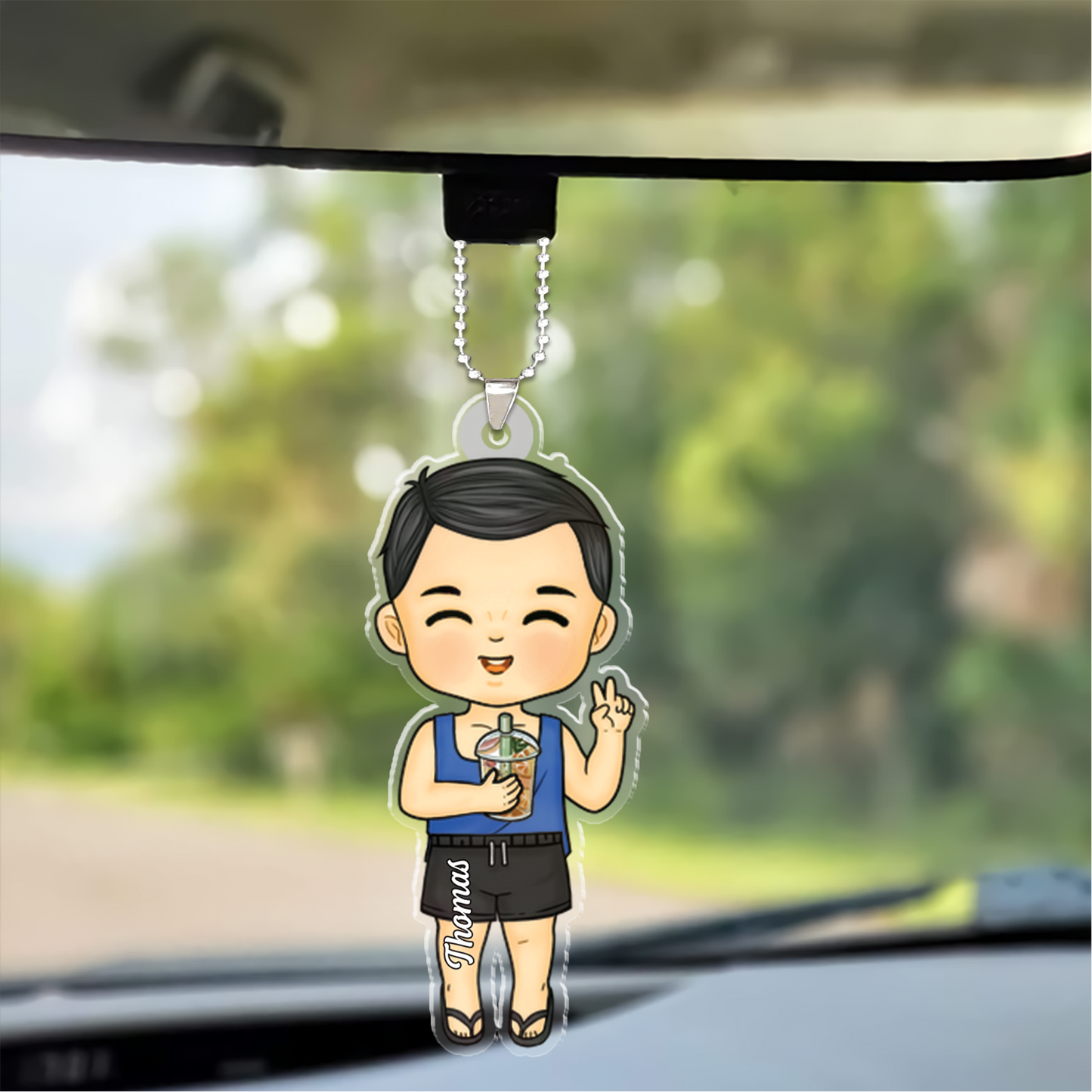 Personalized Family Kid Boy Travel Beach Acrylic Ornament, Family Acrylic Ornament Gift For Summer