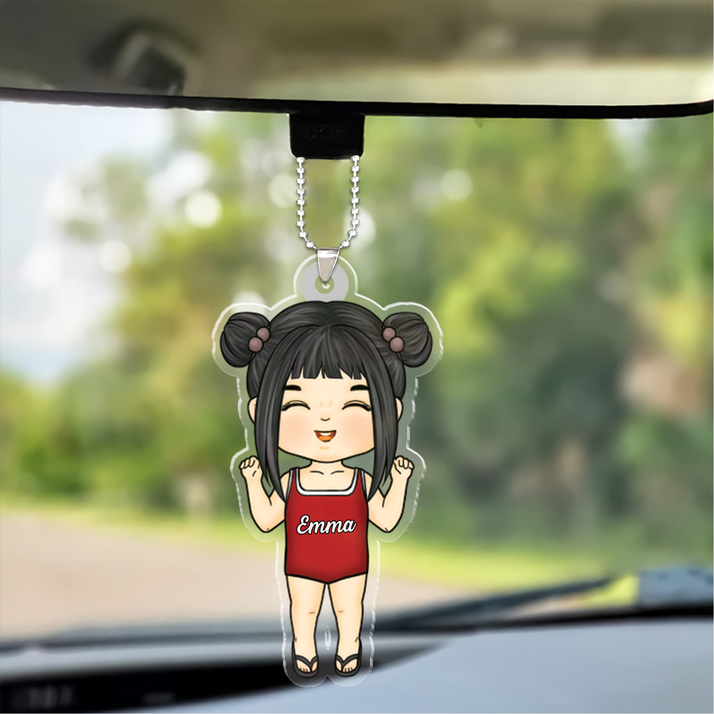 Personalized Family Kid Girl Travel Beach Acrylic Ornament, Family Acrylic Ornament Gift For Summer