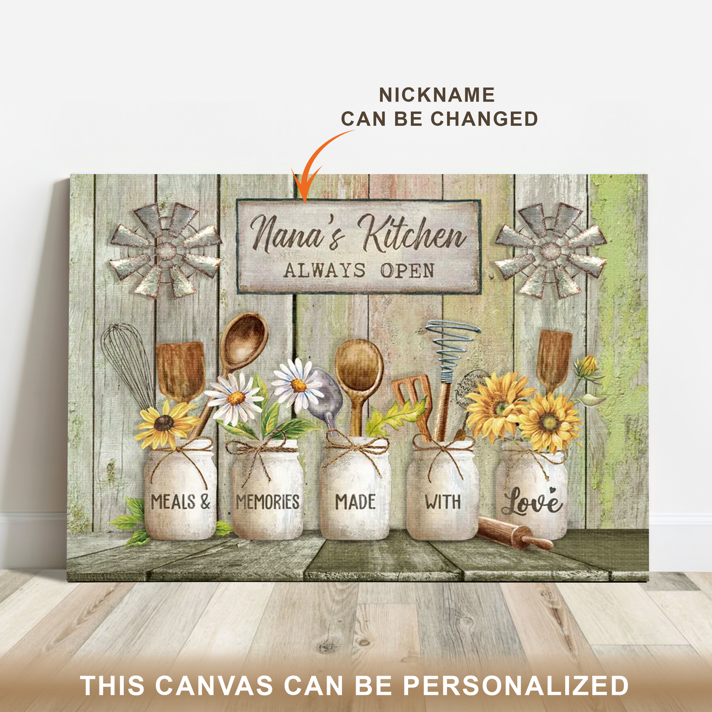 Personalized Gifts For Grandma With Grandkids’ Names, Flower Garden Canvas Gift for Grandmother, Nana, Granny
