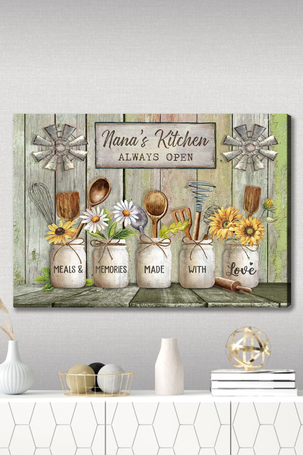 Personalized Gifts For Grandma With Grandkids’ Names, Flower Garden Canvas Gift for Grandmother, Nana, Granny