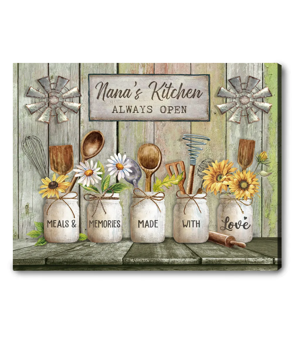 Personalized Gifts For Grandma With Grandkids’ Names, Flower Garden Canvas Gift for Grandmother, Nana, Granny