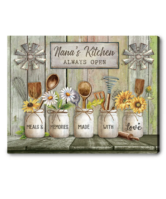 Personalized Gifts For Grandma With Grandkids’ Names, Flower Garden Canvas Gift for Grandmother, Nana, Granny