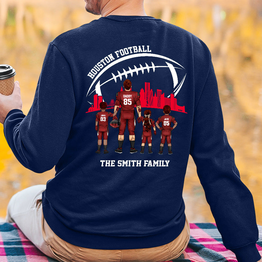 Personalized Houston American Football Family Dad Shirt, Perfect Gift For Dad, Father, Grandpa, Family, Football Lovers