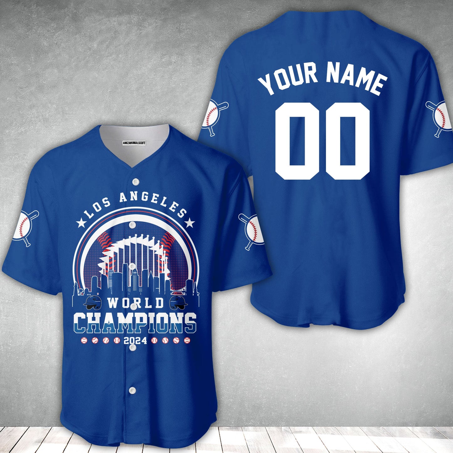 Personalized Los Angeles Baseball Skyline 2024 World Champions Baseball Jersey, Los Angeles World Champs Baseball Jersey