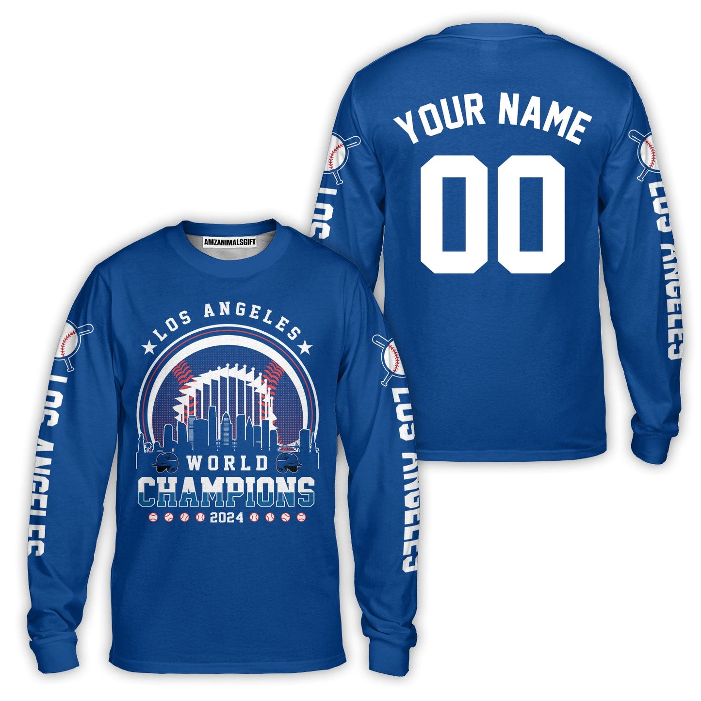 Personalized Los Angeles Baseball Skyline 2024 World Champions Baseball Jersey, Los Angeles World Champs Baseball Jersey