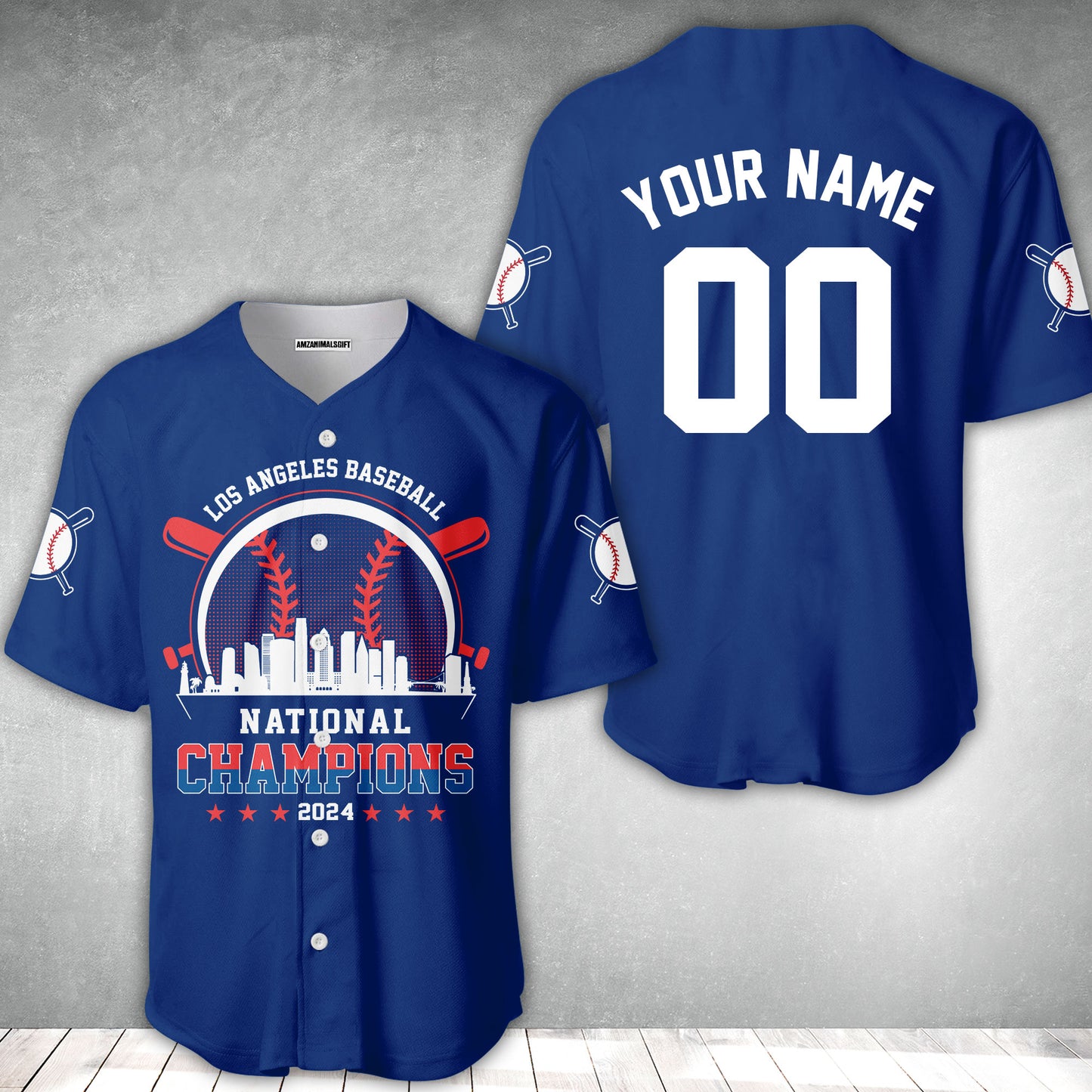 Personalized Los Angeles D Baseball Skyline 2024 National Champions T-Shirt, Los Angeles D Baseball Champs Shirts Gifts