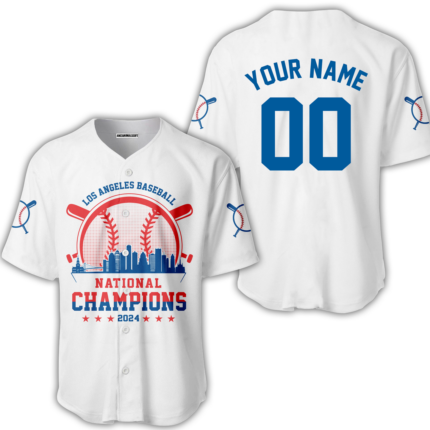 Personalized Los Angeles D Baseball Skyline 2024 National Champions T-Shirt, Los Angeles D Baseball Champs Shirts Gifts
