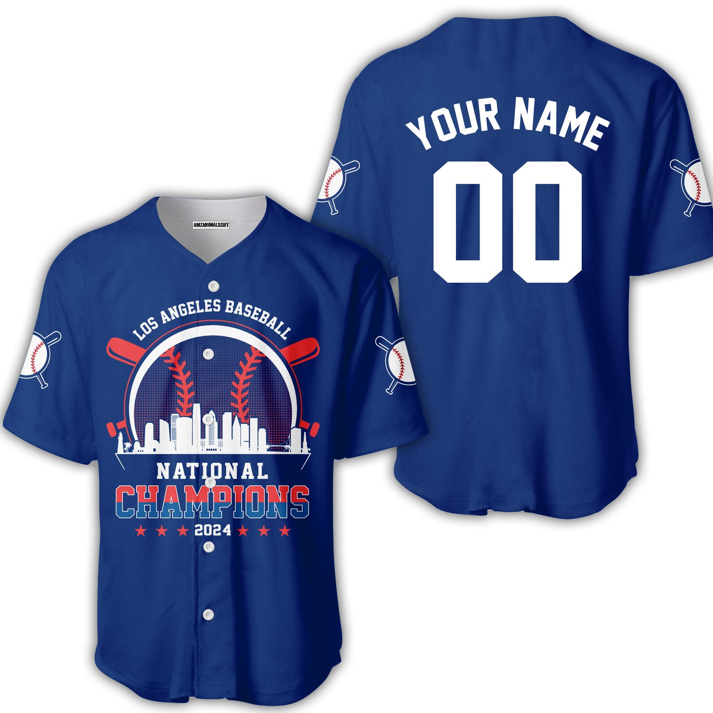 Personalized Los Angeles D Baseball Skyline 2024 National Champions T-Shirt, Los Angeles D Baseball Champs Shirts Gifts