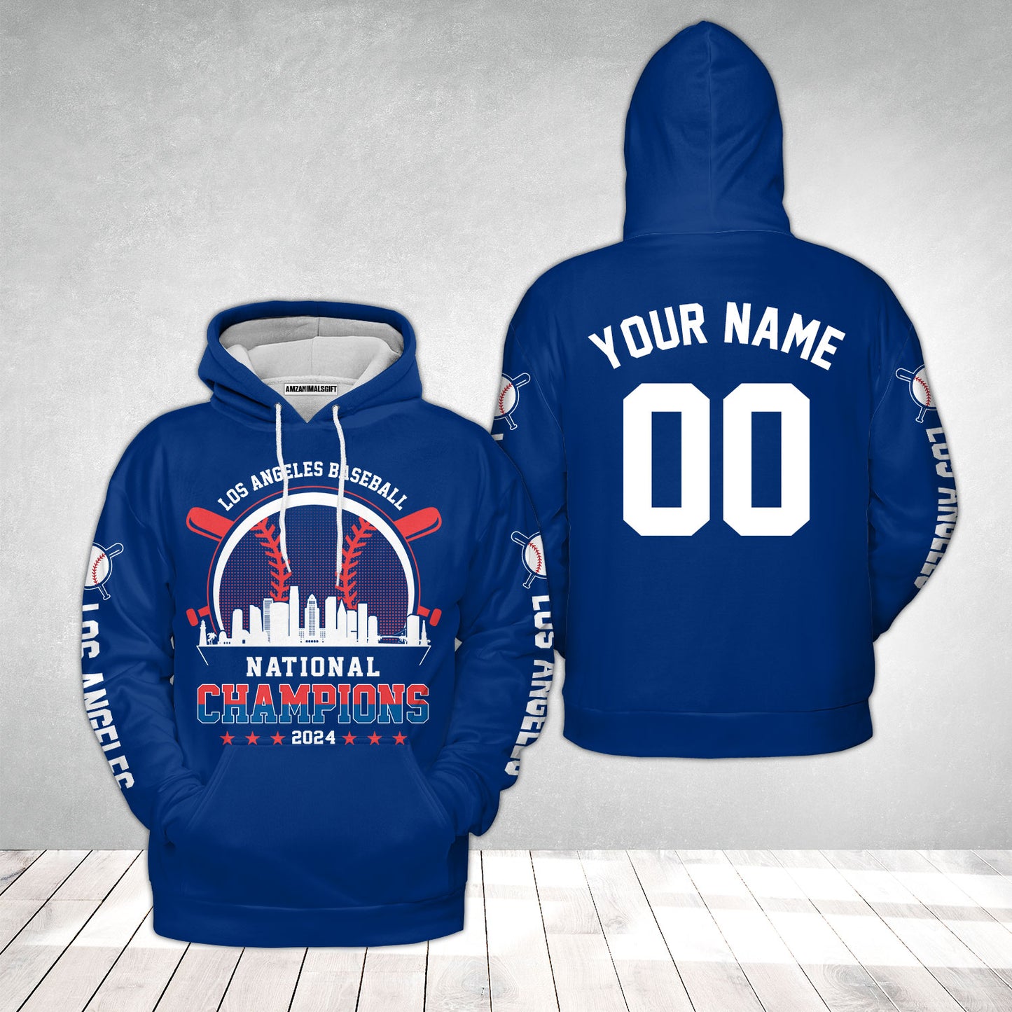 Personalized Los Angeles D Baseball Skyline 2024 National Champions T-Shirt, Los Angeles D Baseball Champs Shirts Gifts