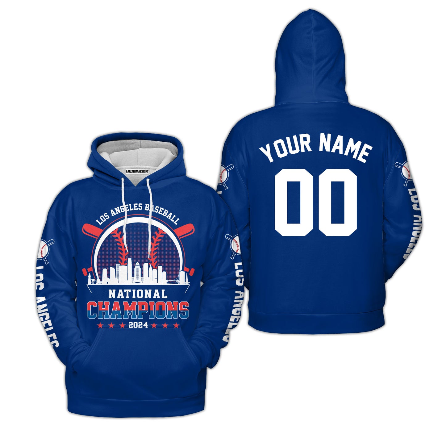 Personalized Los Angeles D Baseball Skyline 2024 National Champions T-Shirt, Los Angeles D Baseball Champs Shirts Gifts