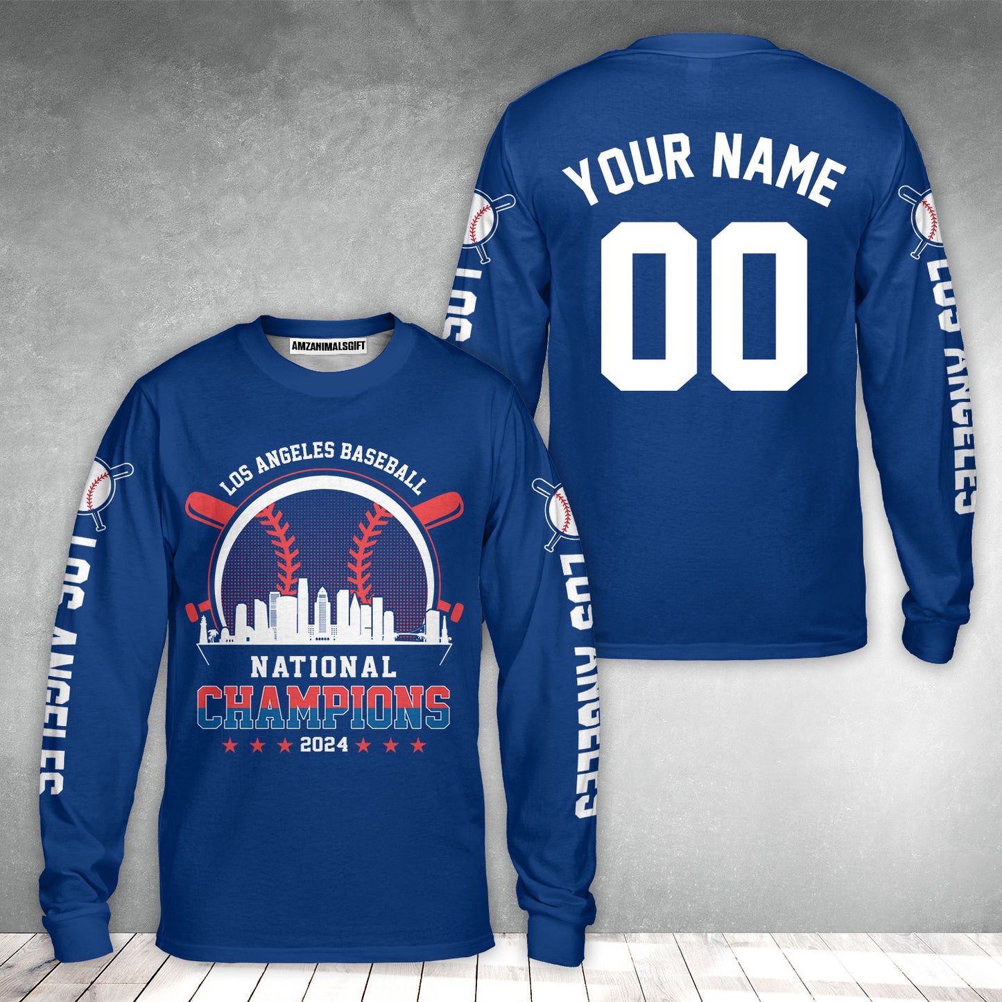 Personalized Los Angeles D Baseball Skyline 2024 National Champions T-Shirt, Los Angeles D Baseball Champs Shirts Gifts
