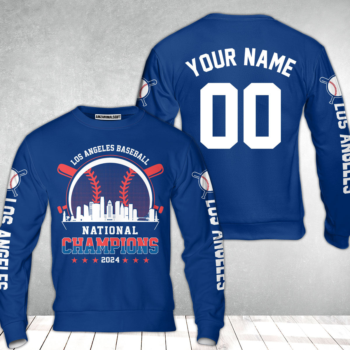 Personalized Los Angeles D Baseball Skyline 2024 National Champions T-Shirt, Los Angeles D Baseball Champs Shirts Gifts