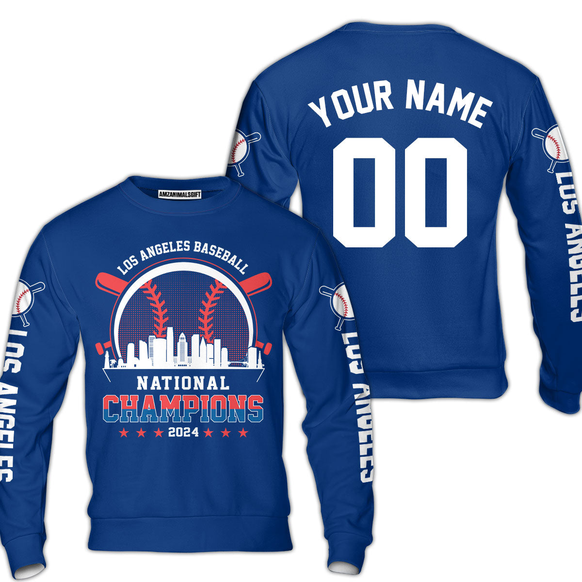 Personalized Los Angeles D Baseball Skyline 2024 National Champions T-Shirt, Los Angeles D Baseball Champs Shirts Gifts