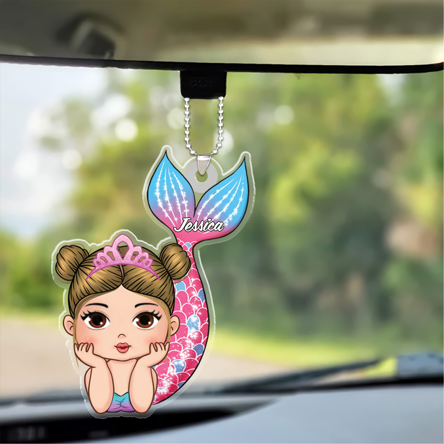 Personalized Lovely Girl Mermaid Acrylic Ornament, Gift For Daughter Granddaughter