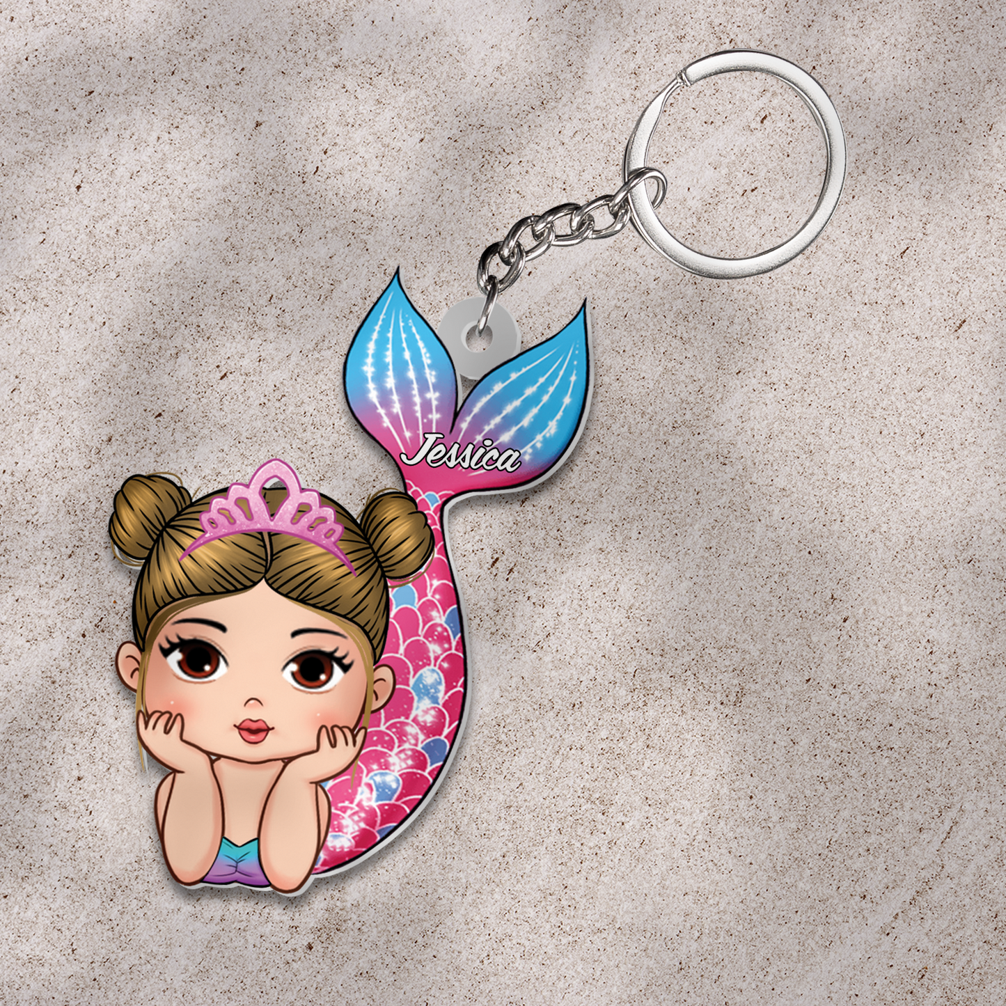 Personalized Lovely Girl Mermaid Acrylic Ornament, Gift For Daughter Granddaughter