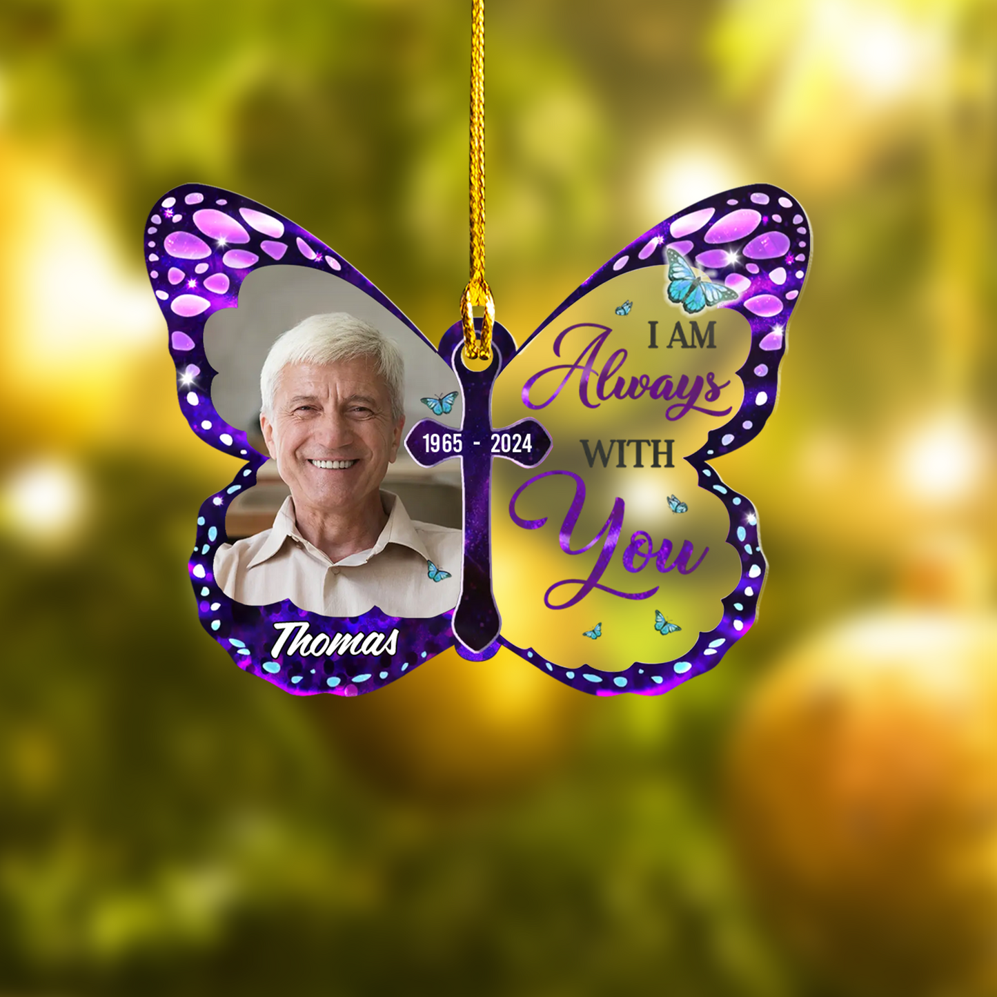 Personalized Memorial Photo Butterfly Acrylic Car Ornament - Your Wings Were Ready, Sympathy Gift For Family Members, Friends