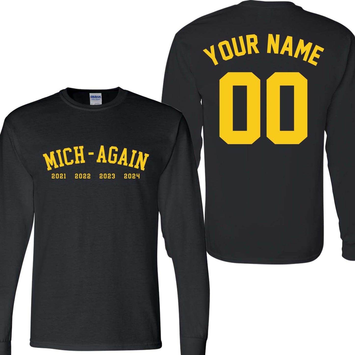 Personalized Michigan Football Mich-Again 4 Champions Long Sleeve Shirt, Perfect Outfit For Football Fans