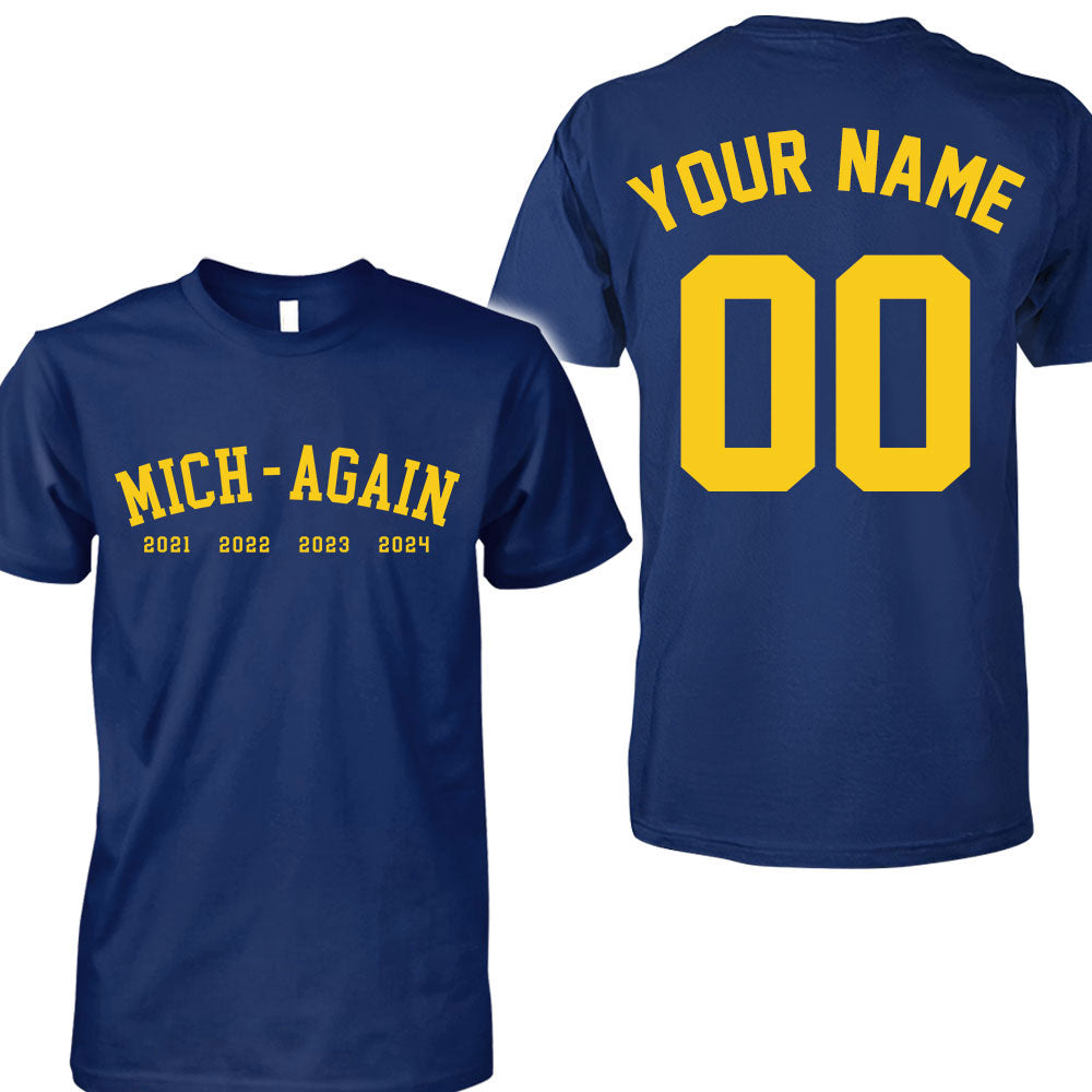 Personalized Michigan Football Mich-Again 4 Champions Long Sleeve Shirt, Perfect Outfit For Football Fans