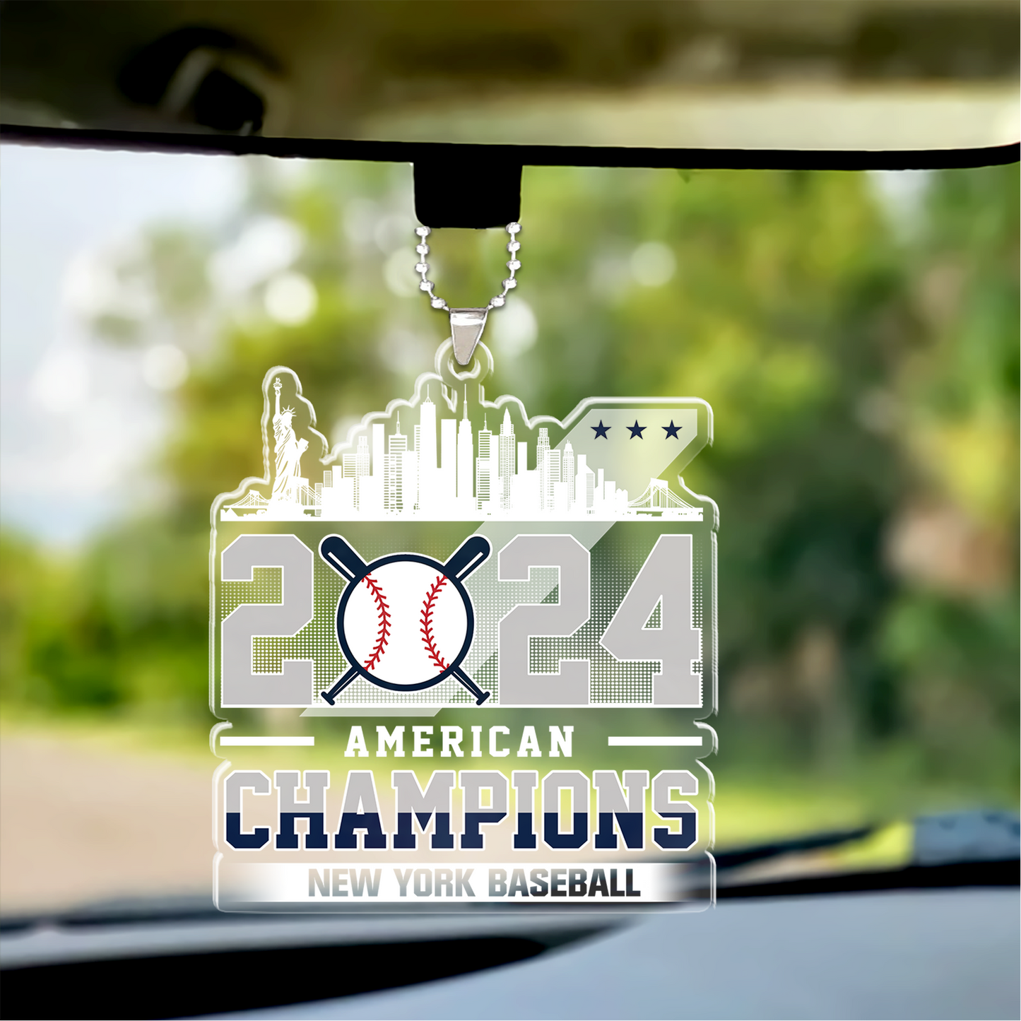 Personalized New York Y Baseball 2024 American Champions Acrylic Keychain, New York Y Champs Keychain Gifts