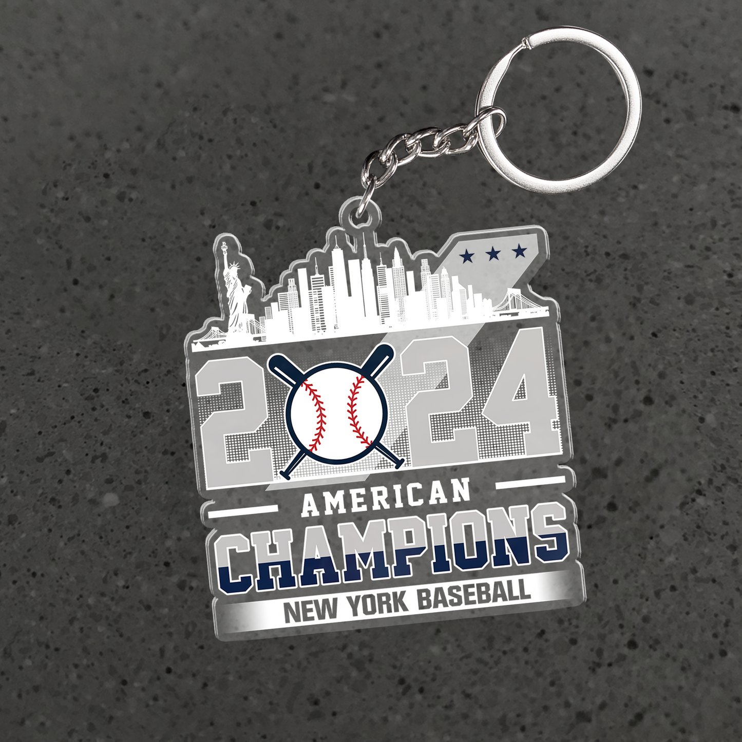 Personalized New York Y Baseball 2024 American Champions Acrylic Keychain, New York Y Champs Keychain Gifts